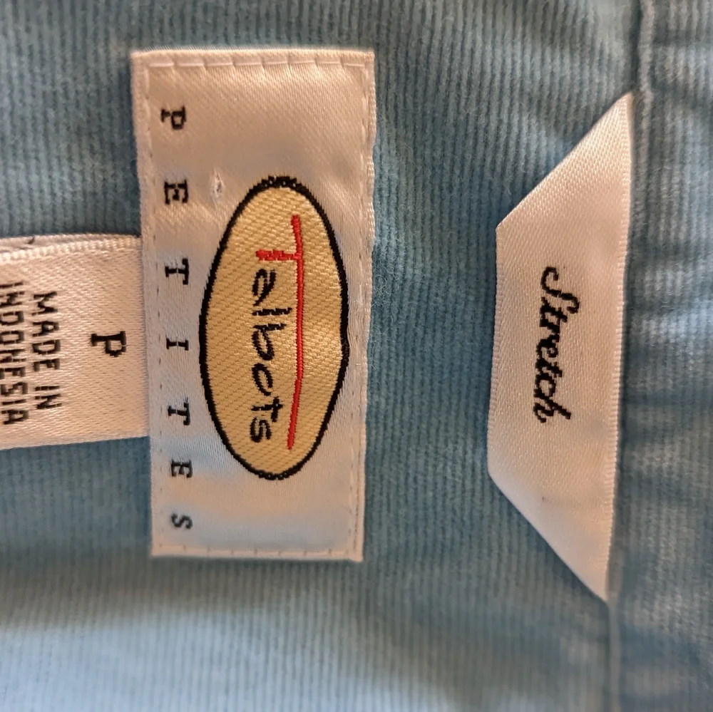 Talbot's size Petite small light blue corduroy snap down shirt - Picture 7 of 12
